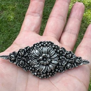 Vintage 1990 Elias Floral Pewter Brooch